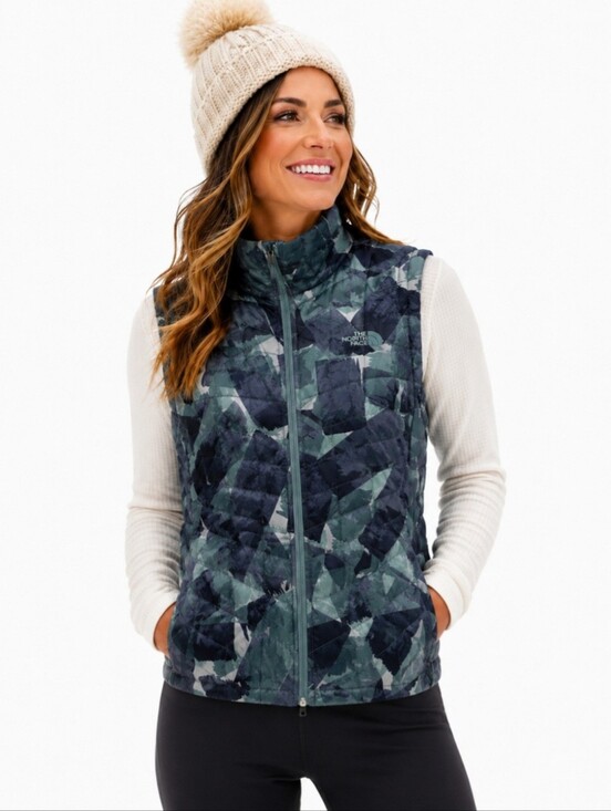 The North Face Jackets & Blazers - The North Face ThermoBall Quilted Puffer Vest Women's Large Gray Camo Full Zip